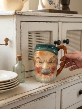 🍺 Vintage Occupied Japan Toby Mug – Large Character Face Stein – Hand Painted